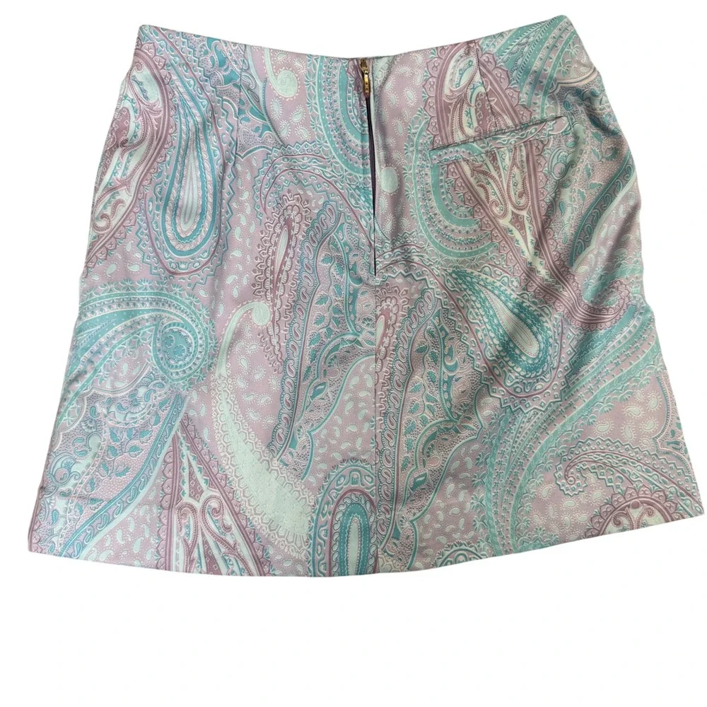 Tail Activewear Golf Skort Size 4 Purple Teal Paisley Athletic Skirt Zipper